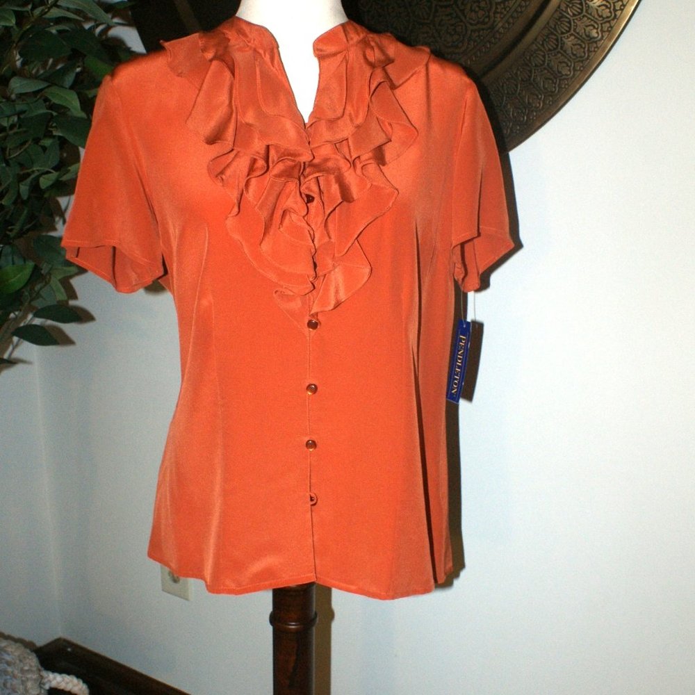 Pendleton Petite 100% Silk Blouse - Size 12P NWT